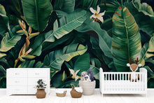Load image into Gallery viewer, Tropical Jungle Leaf Wallpaper Mural – Bold Banana Leaf Wall Decor for Kids Room, Nursery or Living Room – Modern Peel and Stick Removable