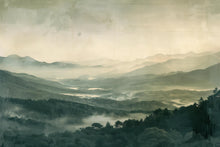 Load image into Gallery viewer, Mountain Landscape Wallpaper Mural – Misty Forest Wall Decor for Bedroom, Living Room or Kids Room – Modern Bold Scenic Accent Wall