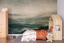 Load image into Gallery viewer, Mountain Landscape Wallpaper Mural – Misty Forest Wall Decor for Bedroom, Living Room or Kids Room – Modern Bold Scenic Accent Wall