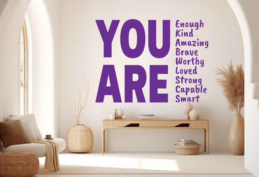 You are Kind, Amazing Brave Loved wall decal Motivational Inspirational Wall Decal Sticker Office Wall Decal Women eyelashes Beauty 924RS