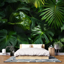 Load image into Gallery viewer, Tropical Palm Leaf Wallpaper Mural – Bold Green Jungle Monstera Wall Decor for Bedroom, Living Room or Office – Modern Stylish Accent