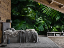 Load image into Gallery viewer, Tropical Palm Leaf Wallpaper Mural – Bold Green Jungle Monstera Wall Decor for Bedroom, Living Room or Office – Modern Stylish Accent