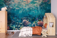 Load image into Gallery viewer, Ocean Underwater Wallpaper Mural – Coral Reef Fish Wall Decor for Kids Room, Bedroom or Living Room – Modern Bold Accent Removable Stylish