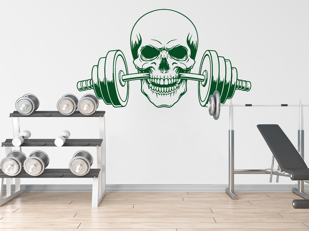 Skull Gym Wall Decal Skull fitness Skull Decor Workout Art Vinyl Gym Wall Stickers Bedroom Gym Workout Skull Motivation 147DE