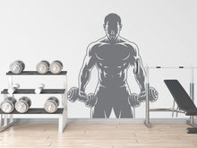 Load image into Gallery viewer, Men Gym Wall Decal Bodybuilder fitness Decor Workout Art Vinyl Gym Wall Stickers Bedroom Gym Workout Skull Motivation 148DE