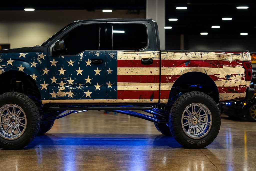 American Flag Truck Wrap | Patriotic Vinyl For Pickup & 4x4 | Distressed USA Flag Design | Gift For Car Lovers | 4th of July and Veterans