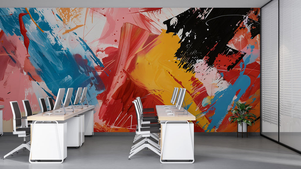 Bold Abstract Colorful Wallpaper Mural – Modern Artistic Wall Decor for Office, Studio or Living Room – Removable Peel and Stick Stylish