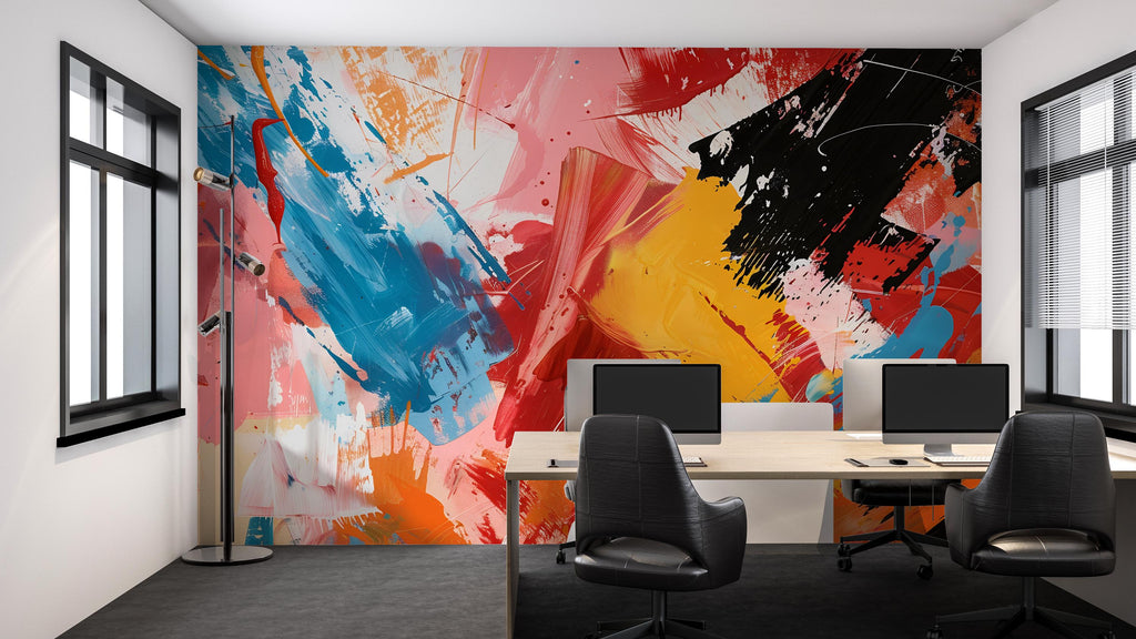 Bold Abstract Colorful Wallpaper Mural – Modern Artistic Wall Decor for Office, Studio or Living Room – Removable Peel and Stick Stylish