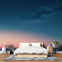 Load image into Gallery viewer, Starry Night Sky Wallpaper Mural – Moon and Stars Wall Decor for Bedroom or Living Room – Modern Celestial Removable Peel and Stick Stylish