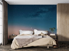 Load image into Gallery viewer, Starry Night Sky Wallpaper Mural – Moon and Stars Wall Decor for Bedroom or Living Room – Modern Celestial Removable Peel and Stick Stylish