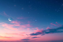 Load image into Gallery viewer, Galaxy Sunset Sky Wallpaper Mural – Moon and Stars Wall Decor for Bedroom or Living Room – Modern Celestial Peel and Stick Stylish Wall Art