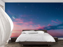 Load image into Gallery viewer, Galaxy Sunset Sky Wallpaper Mural – Moon and Stars Wall Decor for Bedroom or Living Room – Modern Celestial Peel and Stick Stylish Wall Art