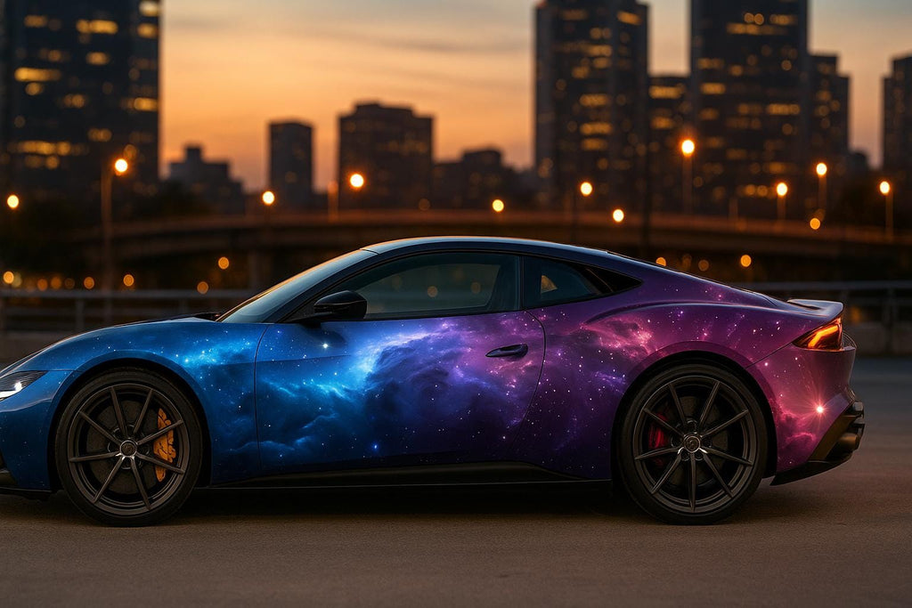 Galaxy Nebula Car Wrap | Cosmic Blue Purple Vinyl | Supercar Custom Design | Space Car Art Gift for Him | Holiday Car Lover Gift | Luxury
