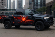 Load image into Gallery viewer, Futuristic Red Tech Truck Wrap | Vinyl Wrap | Cyber Circuit Car Design | Gift for Him | Holiday Car Lover Gift | Sci-Fi Auto Wrap