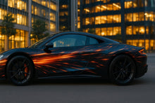 Load image into Gallery viewer, Hyper Speed Car Wrap | Futuristic Light Trail Vinyl Design | Gift for Him | Racing Supercar Wrap | Holiday Car Lover Gift