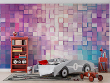 Load image into Gallery viewer, 3D Cube Wall Mural Wallpaper, Modern Geometric Wall Decor, Bold Colorful Wallpaper, Stylish Kids Room Accent, Unique Gift For Home