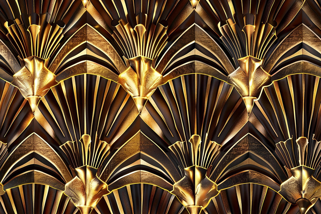 Luxury Gold Art Deco Wallpaper, 3D Geometric Wall Mural, Modern Glam Wall Decor, Stylish Bold Accent For Bedroom Living Room Office