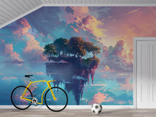Load image into Gallery viewer, Floating Island Fantasy Wallpaper, Dreamy Sky Mural, Kids Room Wall Decor, Cloud Landscape Wall Art, Surreal 3D Wall Mural, Bold Modern Room