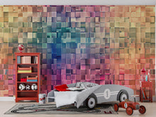 Load image into Gallery viewer, 3D Colorful Cube Wallpaper, Modern Geometric Wall Mural, Bold Rainbow Room Decor, Stylish Peel and Stick Accent Wall Art