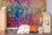 Load image into Gallery viewer, 3D Colorful Cube Wallpaper, Modern Geometric Wall Mural, Bold Rainbow Room Decor, Stylish Peel and Stick Accent Wall Art