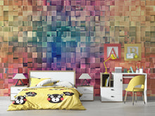 Load image into Gallery viewer, 3D Colorful Cube Wallpaper, Modern Geometric Wall Mural, Bold Rainbow Room Decor, Stylish Peel and Stick Accent Wall Art