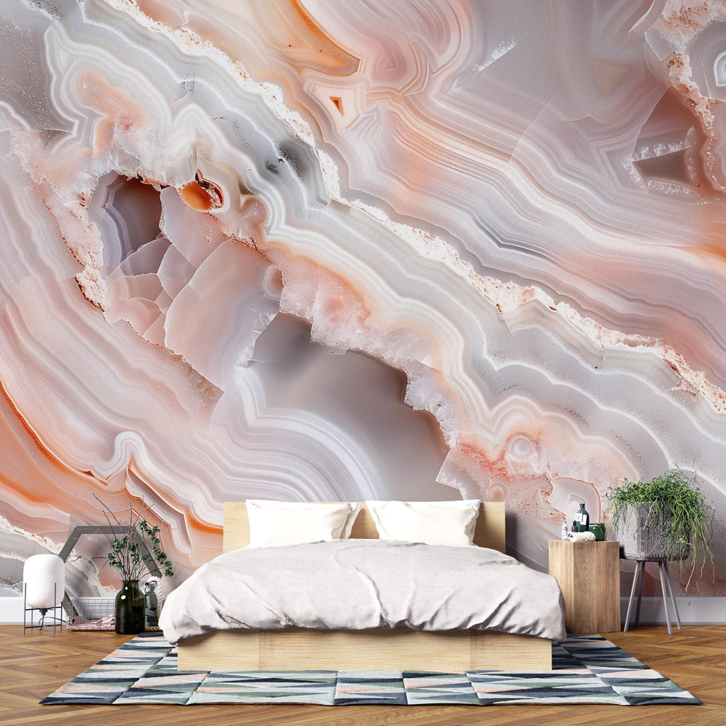 Agate Geode Wallpaper, Crystal Stone Wall Mural, Luxury Modern Abstract Decor, Bold Stylish Accent Wall, Elegant Peel and Stick Wall Art