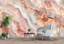 Load image into Gallery viewer, Bold Agate Geode Wallpaper, Crystal Stone Wall Mural, Luxury Modern Abstract Decor, Stylish Colorful Accent Wall, Elegant Peel and Stick