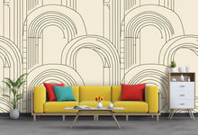 Load image into Gallery viewer, Modern Geometric Arch Wallpaper, Stylish Line Art Wall Decor, Bold Contemporary Removable Mural, Minimalist Abstract Peel And Stick Wall
