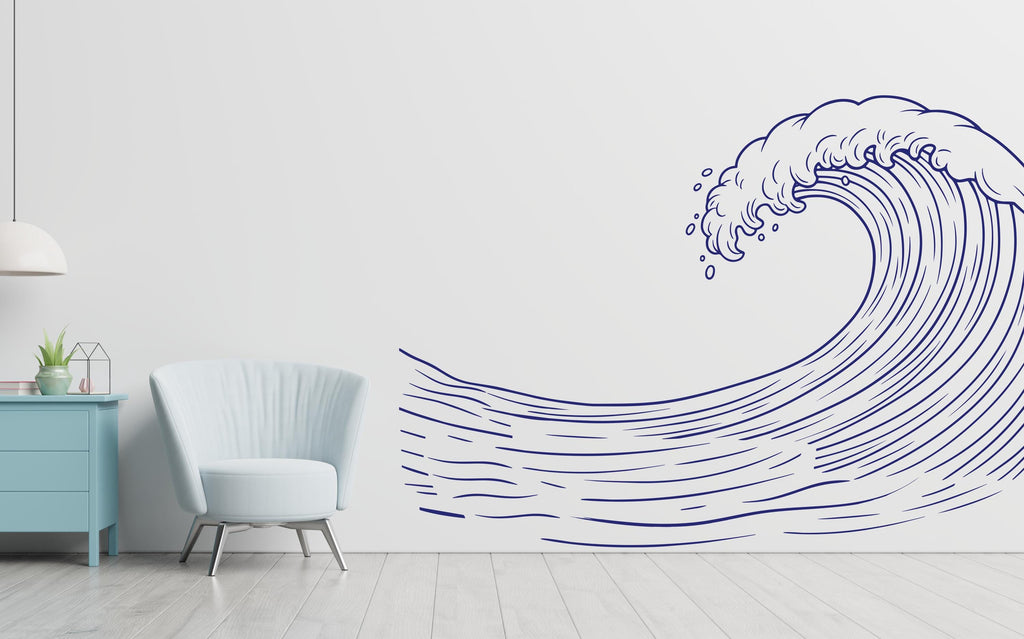 Ocean wave Wall Decal, Wave Wall Art Modern Wall Stickers, Wave Bathroom Decor, Wave Room Wall Art wave Home Decor 950RS