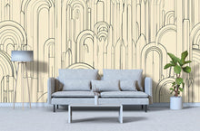 Load image into Gallery viewer, Modern Arch Wallpaper, Minimalist Geometric Line Art Wall Mural, Bold Contemporary Peel And Stick Wallpaper For Living Room, Bedroom