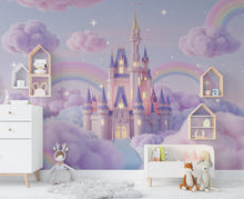 Load image into Gallery viewer, 3D Princess Castle Wall Graphics Peel and Stick Girl room Wallpaper Nursery Self Adhesive Removable nursery wall decor Mural 951RS