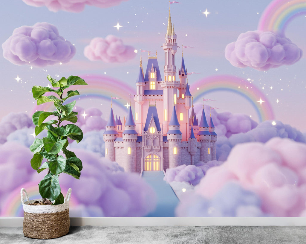 3D Princess Castle Wall Graphics Peel and Stick Girl room Wallpaper Nursery Self Adhesive Removable nursery wall decor Mural 951RS