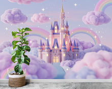 Load image into Gallery viewer, 3D Princess Castle Wall Graphics Peel and Stick Girl room Wallpaper Nursery Self Adhesive Removable nursery wall decor Mural 951RS