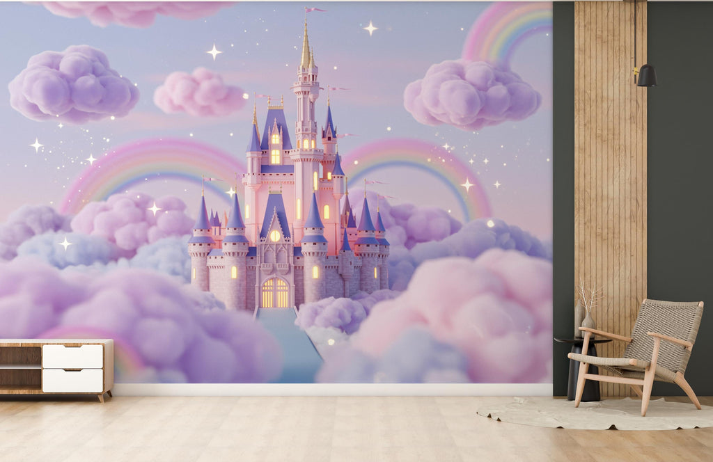 3D Princess Castle Wall Graphics Peel and Stick Girl room Wallpaper Nursery Self Adhesive Removable nursery wall decor Mural 951RS