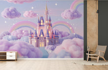 Load image into Gallery viewer, 3D Princess Castle Wall Graphics Peel and Stick Girl room Wallpaper Nursery Self Adhesive Removable nursery wall decor Mural 951RS
