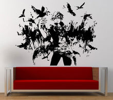 Load image into Gallery viewer, Night Crow Anime Male Boy City View Skyline Birds Wall Graphic Decal Sticker Vinyl Mural Leaving Bedroom Room Home Decor FREE SHIPPING L247