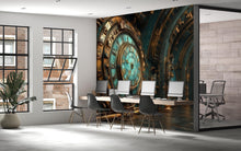 Load image into Gallery viewer, Steampunk Clock Wallpaper, Vintage Industrial Gear Wall Mural, Bold Retro Sci Fi Peel And Stick Wallpaper For Bedroom, Office, Gaming Room