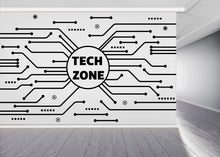 Load image into Gallery viewer, Technology Zone Vinyl Wall Art Decal, Circuit Board Wall Decal, Office Wall Decor, Business Software Wall Sticker, Computer It Decor 957RS