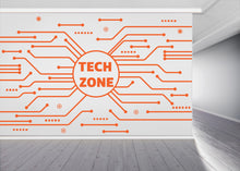 Load image into Gallery viewer, Technology Zone Vinyl Wall Art Decal, Circuit Board Wall Decal, Office Wall Decor, Business Software Wall Sticker, Computer It Decor 957RS