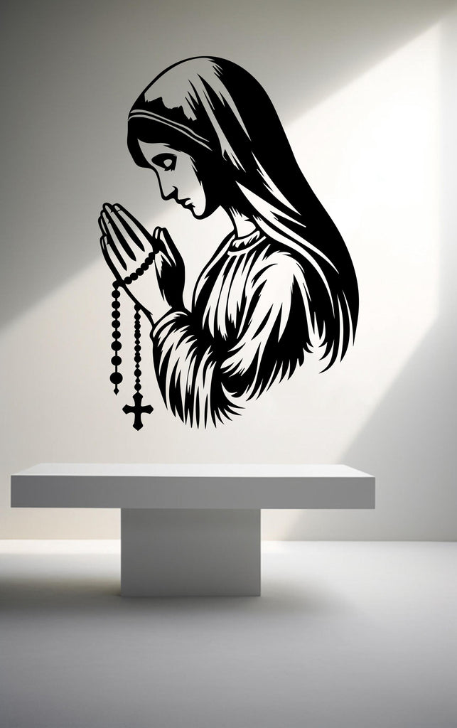 Virgin Mary Jesus Decal, Religious Wall Sign, Christian Wall Words, Church Sanctuary Wall Art, Church Wall Decor, Religious Wall Art 684LU