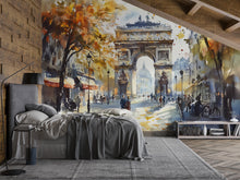 Load image into Gallery viewer, Arc de Triomphe Wall Mural – Paris Watercolor Landmark Wallpaper Vn936