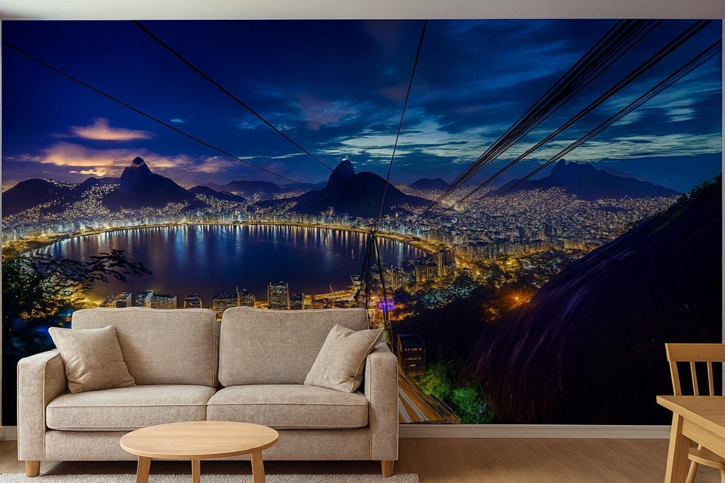 Rio de Janeiro Night Skyline Mural – Brazil Wall Art Wallpaper Vn948