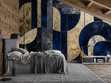 Load image into Gallery viewer, Navy Gold Geometric Wall Mural – Luxury Art Deco Wallpaper Vn961