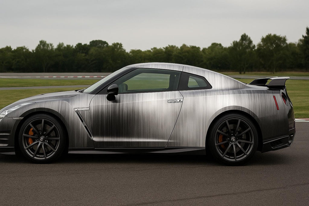 Brushed Metal Car Wrap | Precision Texture Vinyl Design | Industrial Luxury Automotive Wrap | Modern Metallic Finish