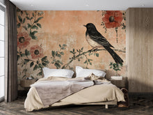 Load image into Gallery viewer, Rustic Bird Mural – Vintage Floral Wallpaper Botanical Wall Art Vn1001