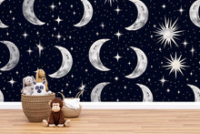 Load image into Gallery viewer, Crescent Moon Wallpaper – Starry Night Sky Wall Mural for Bedroom or Nursery Decor Vn1014