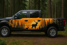 Load image into Gallery viewer, Sunset Forest Deer Car Wrap | Nature Silhouette Vinyl Design | Hunting Scene Vehicle Wrap | Outdoor Adventure Style | Wildlife Landscape