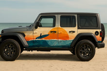Load image into Gallery viewer, Surf Sunset Car Wrap | Beach Wave Vinyl Design | Coastal Adventure Vehicle Wrap | Retro Ocean Style | Tropical Surf Graphic Wrap for Outdoor