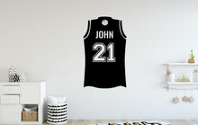 Load image into Gallery viewer, Basketball T shirt Wall Decal, Custom name Basketball Wall sticker, Personalized gift Basketball wall art Kids room Decal 152DE