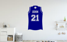 Load image into Gallery viewer, Basketball T shirt Wall Decal, Custom name Basketball Wall sticker, Personalized gift Basketball wall art Kids room Decal 152DE